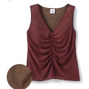 Cabi Sassy Top Reversible Fall 2023 Style #4549 Medium Tile Print Neutral NWT